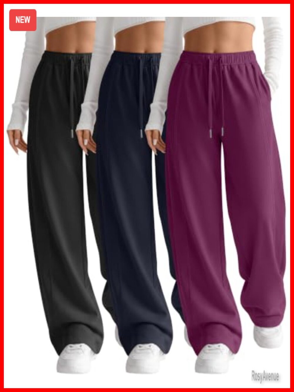 Wide Leg Baggy Sweatpants with Pockets High Waisted Drawstring Lounge Active